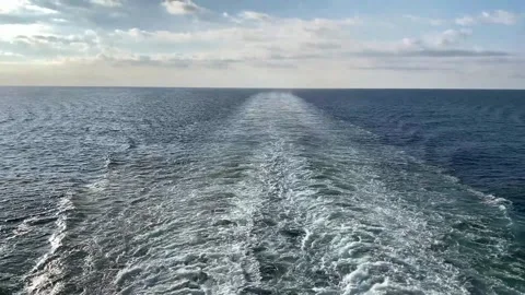 Leaving a wake in the Atlantic Ocean Stock Footage 276675436