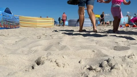 Łeba Beach During Summer Holiday on August 13, 2024 Stock Footage 281875124