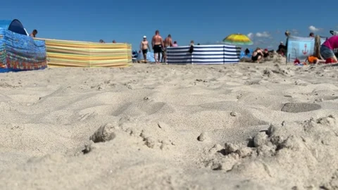 Łeba Beach During Summer Holiday on August 13, 2024 Stock Footage 281875265