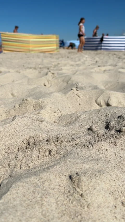 Łeba Beach During Summer Holiday on August 13, 2024 Stock Footage 281875476