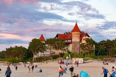 Leba, Poland - 03.08. 2023 - beach in the seaside town of Leba Stock Photos