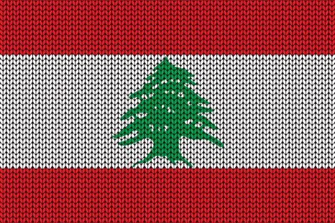 Lebanese flag in knitting pattern Illustrazione stock