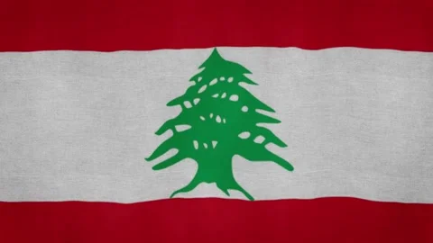 Lebanese Flag Waving At Mid Speed(Full Screen) Stock Footage
