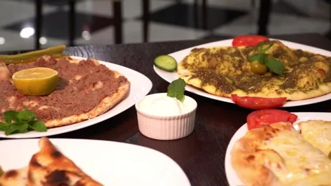 Lebanese Flatbread Platter Stock Footage 319207417