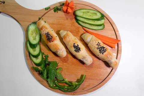 Lebanese Middle Eastern Manakish Flatbread - Arabian food and Pastry Stock Photos