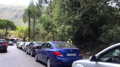 Lebanese queue in Ehden for gas amid economic crisis Stock Footage 170473769