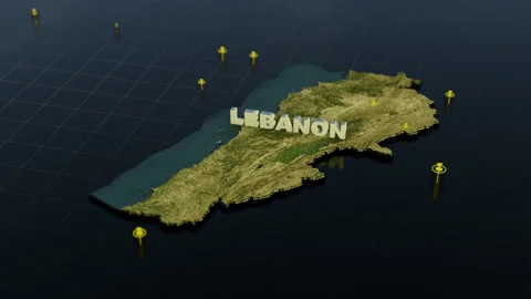 Lebanon 3D Map With Animation Stock Footage 307707188
