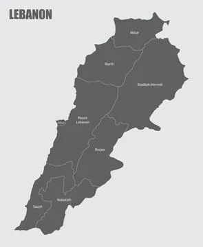 Lebanon administrative map Stock Illustration