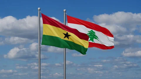 Lebanon and Ghana two flags Stock Footage 284023924