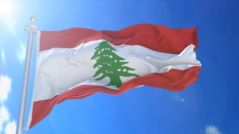 Lebanon animated flag pack in 3D and isolated background Stock Footage 119930046