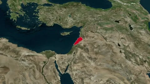 Lebanon Border Highlighted on Global Map Animation 4K Video stock 330383396