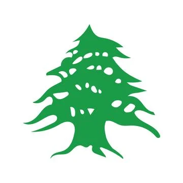 Lebanon Cedar Tree Vector, Green Cedar of Lebanon National Symbol, Lebanese.. Stock Illustration
