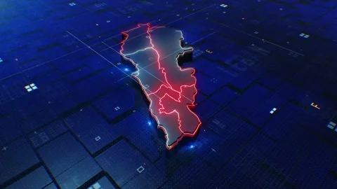 Lebanon digital map 4k looping Stock Footage 307838801