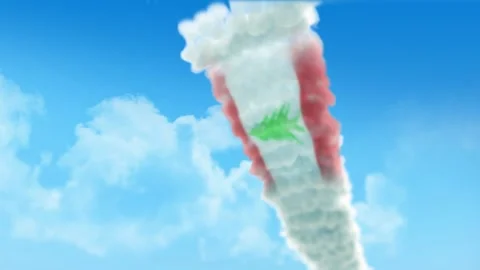 Lebanon Flag 3D Render Animation Created with Colored Smoke Trails by Aircra Stock Footage 332308433