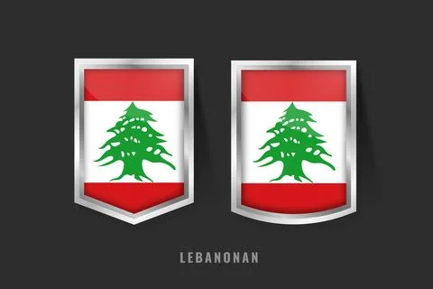 Lebanon Flag Badges  Shield Emblems and Crest Collection 스톡 일러스트