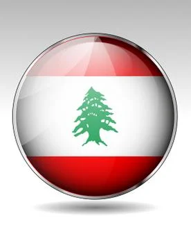 Lebanon flag button Stock Illustration