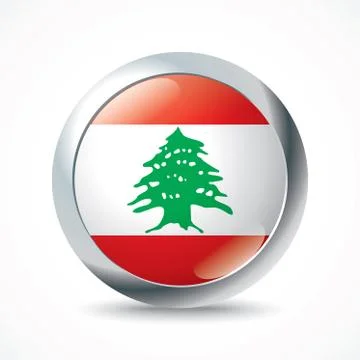 Lebanon flag button Stock Illustration