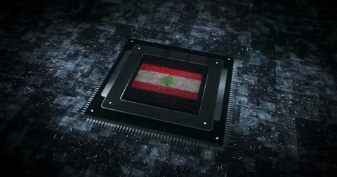 Lebanon flag on computer cpu Stock Footage 339410347