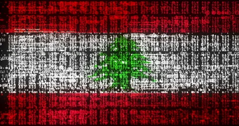 Lebanon flag digital code Stock Footage 339407574