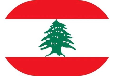 Lebanon flag in flat oval design Illustrazione stock