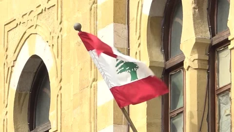 Lebanon flag  Stock Footage 321614548