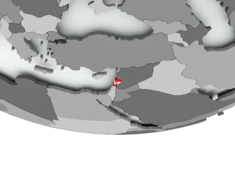 Lebanon with flag on globe Stock Illustration