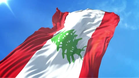 Lebanon Flag Low Angle View Stock Footage 295696874