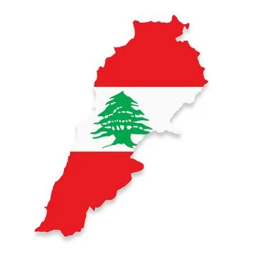 Lebanon flag map on white background with clipping path 3d illustration Stock Illustration