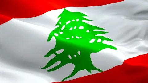 Lebanon flag Motion Loop video waving in wind. Realistic Lebanese Flag Stock Footage 110484276