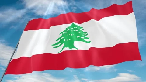 Lebanon Flag Seamless Loop 4k 60fps on Sky Background Stock Footage 341759186