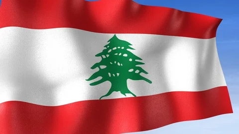 Lebanon Flag - Set of 3 Angles with Masks [3WaveSeries] Stock Footage 102773247