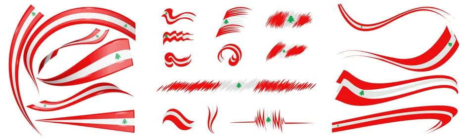 Lebanon flag set elements, vector illustration on a white background Stockillustratie