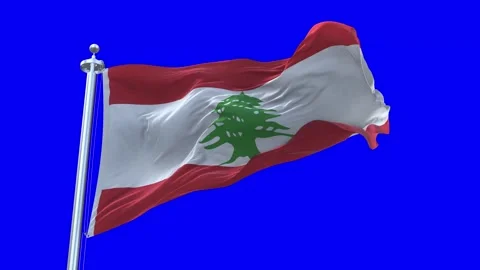 Lebanon Flag Waving in Loopable and Textured green screen background Stock Footage 296876880