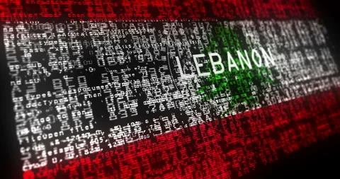 Lebanon flag waving with security code Stock-Footage 339410258