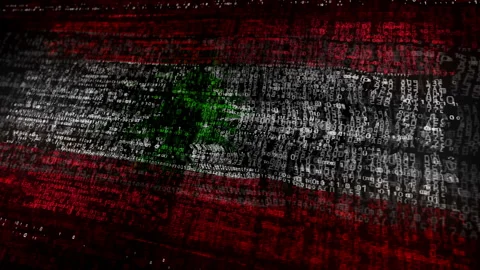 Lebanon flag waving with security code Stock-Footage 339410581