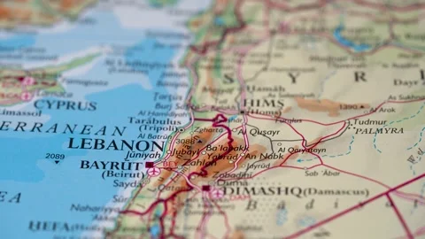 Lebanon highlighted on a world map 4K Stock Footage 300660574