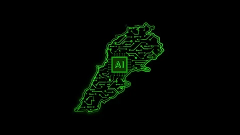 Lebanon Map AI Chipset Technology Opener Video stock 337056118