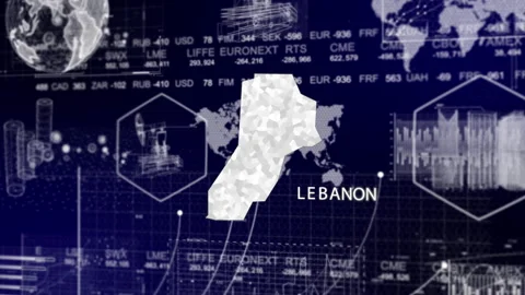 Lebanon Map Animation Loop | Growth, GDP, Oil Economy &amp; Development Insights Stock Footage 331573132