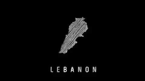 Lebanon map appearing with scribble effect on black background Stock Footage 319019022