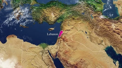 LEBANON Map With Borders Stock Footage 318676185