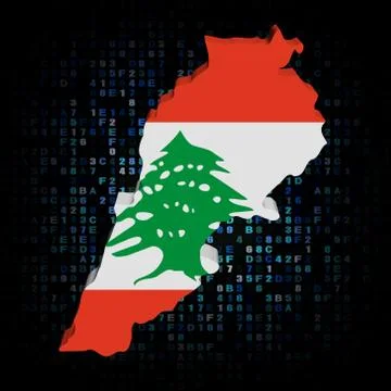 Lebanon map flag on hex code illustration Stock Illustration