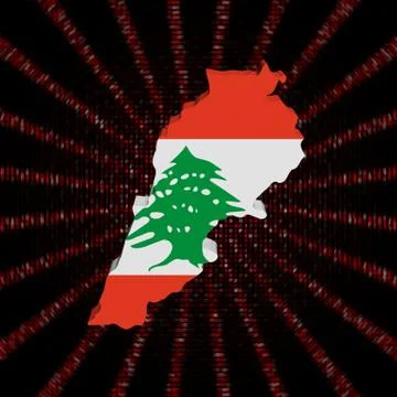 Lebanon map flag on red hex code burst illustration イラスト素材