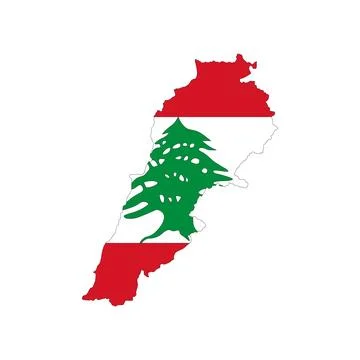 Lebanon Map Silhouette with Flag. Map silhouette illustration featuring the.. イラスト素材
