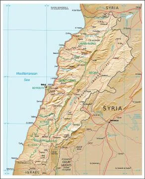 Lebanon physiography map Stock Illustration