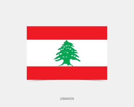 Lebanon Rectangle flag icon with shadow. 스톡 일러스트
