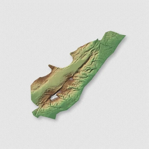 Lebanon Rotating 3D Relief Map Seamless Loop, Alpha Channel 4K Видео 340710588
