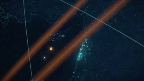 Lebanon satellite view network map country lights seamless loop 動画素材 343379425