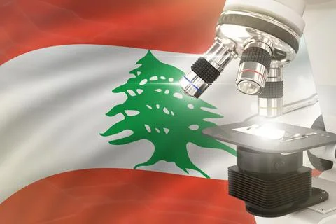 Lebanon  science concept - microscope on flag Stock-Illustration