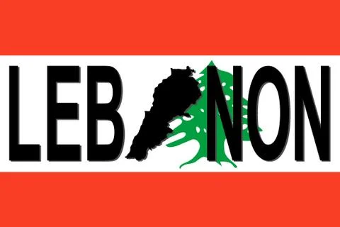 Lebanon text with map Stock Illustration