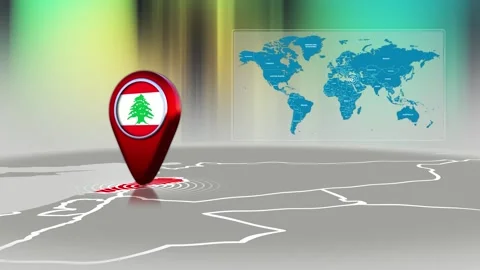 Lebanon World Map Pin Location Background Loop 4k Stock Footage 341815707